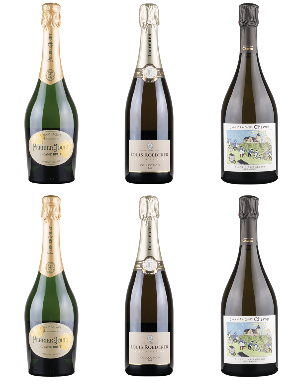 Box CRU Champagne Perrier-Jouët vs Louis Roederer vs Chavost